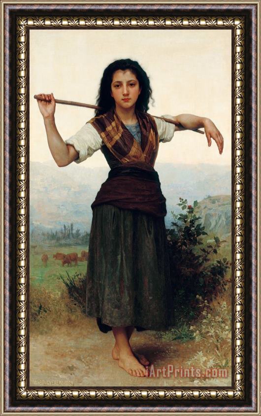 William Adolphe Bouguereau Shepherdess Framed Painting