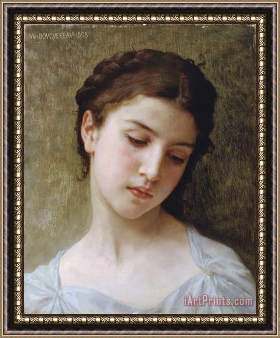 William Adolphe Bouguereau Study Head of a Young Girl Framed Print