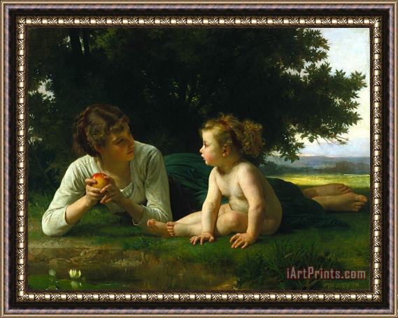 William Adolphe Bouguereau Temptation Framed Painting