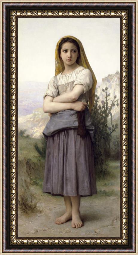 William Adolphe Bouguereau The Knitter Framed Painting