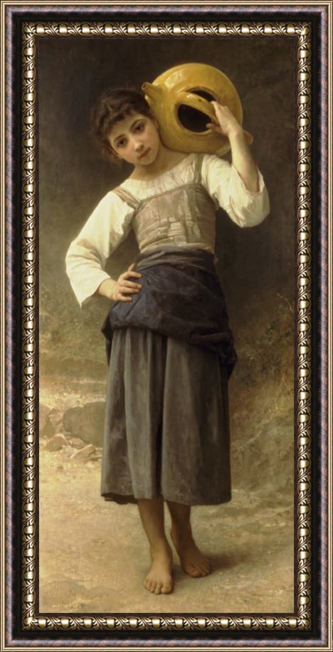 William Adolphe Bouguereau Young Girl Going to The Fountain Framed Painting