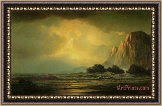 William Bradford Coastal Scene at Sunset Framed Painting