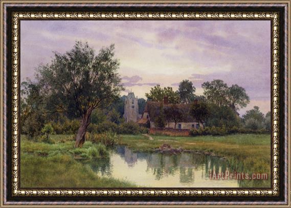 William Fraser Garden Evening at Hemingford Grey Church in Huntingdonshire Framed Painting