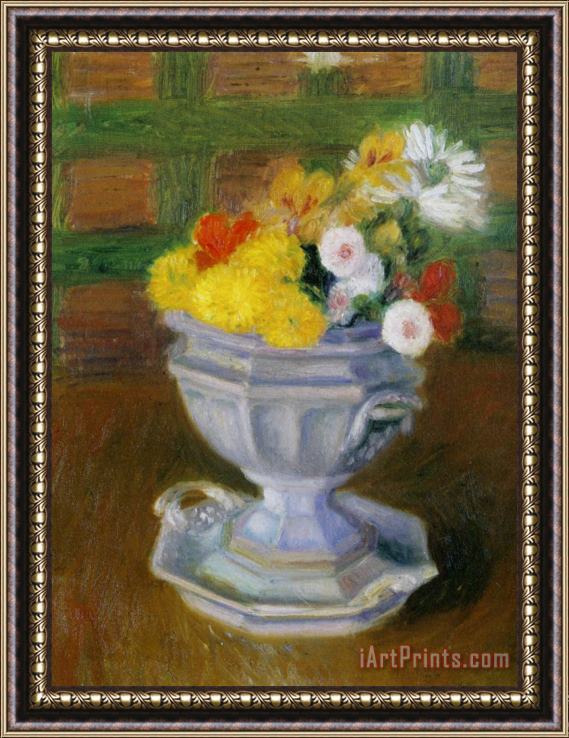 William Glackens Flowers in an Ironstone Urn Framed Painting