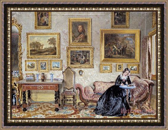 William Henry Hunt Interior of a Drawing Room Framed Painting