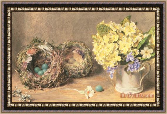 William Henry Hunt Spring Flowers and Birds' Nests Framed Print