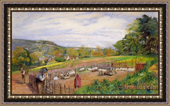 William Henry Millais Mending the Sheep Pen Framed Painting