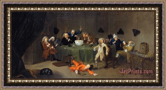 William Hogarth A Midnight Modern Conversation Framed Painting