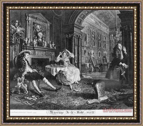 William Hogarth Marriage a La Mode, Plate 2, (early in The Morning) Framed Print
