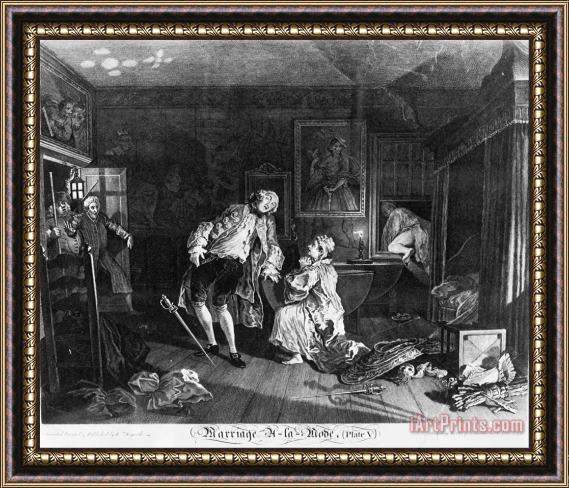 William Hogarth Marriage a La Mode, Plate 5, (the Death of The Earl) Framed Painting