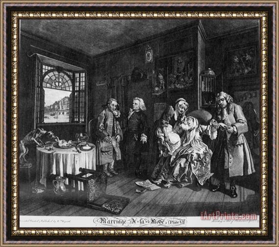 William Hogarth Marriage a La Mode, Plate 6, (the Death of The Countess) Framed Painting