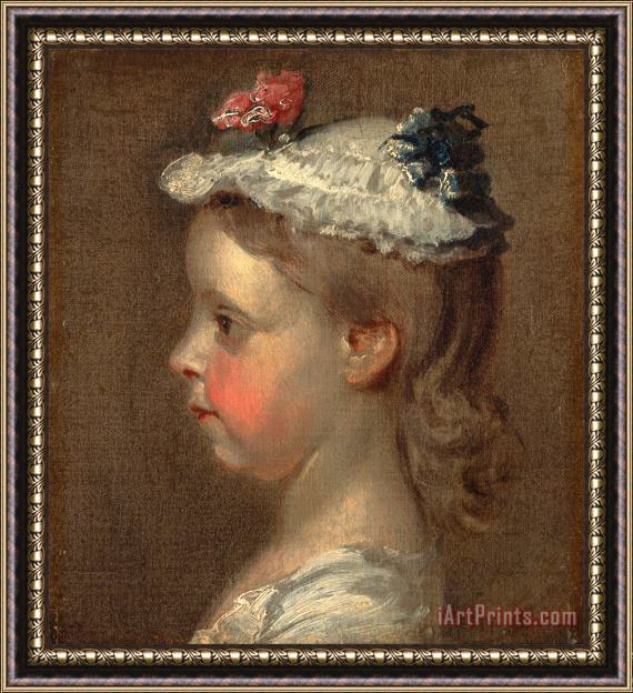 William Hogarth Study of a Girl's Head Framed Painting