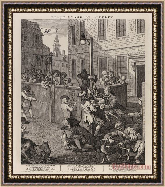 William Hogarth The First Stage of Cruelty Children Torturing Animals Framed Print