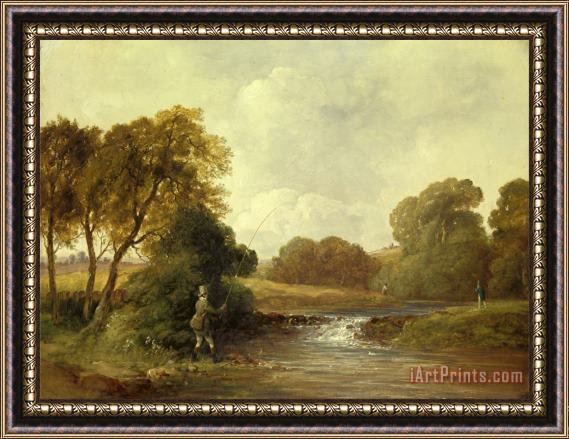 William Jones Fishing Playing a Fish Framed Painting