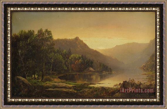William Louis Sonntag New England Mountain Lake at Sunrise Framed Print
