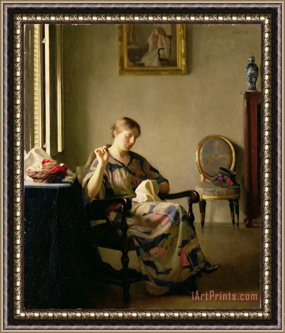 William McGregor Paxton Woman Sewing Framed Print
