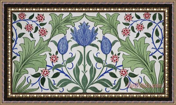 William Morris Floral Wallpaper Design with Tulips Framed Print