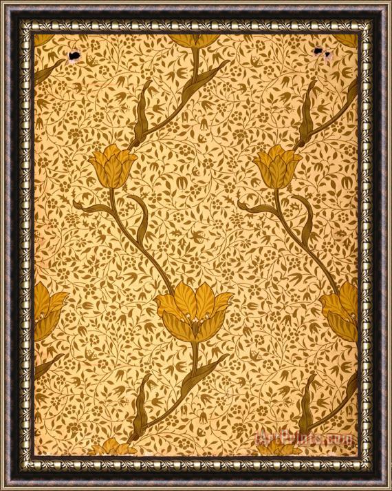 William Morris Garden Tulip Wallpaper Design Framed Print