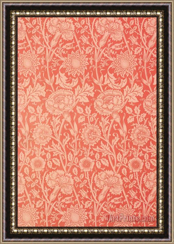 William Morris Pink And Rose Wallpaper Design Framed Painting