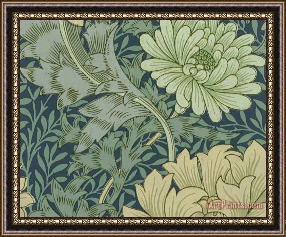 William Morris Wallpaper Sample with Chrysanthemum Framed Print
