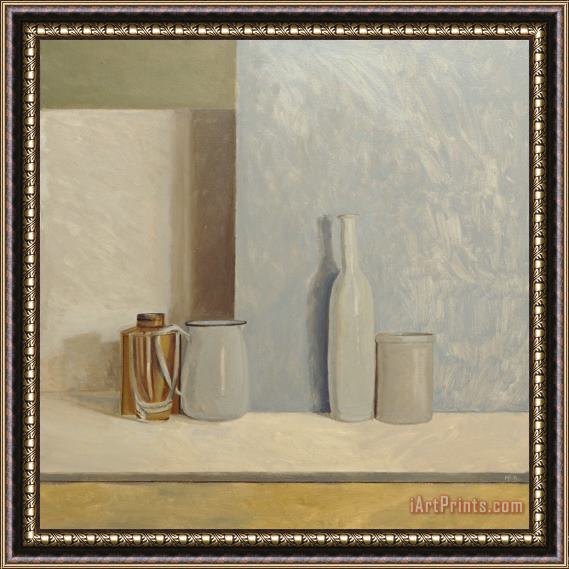 William Packer Pale Grey And Blue Framed Painting