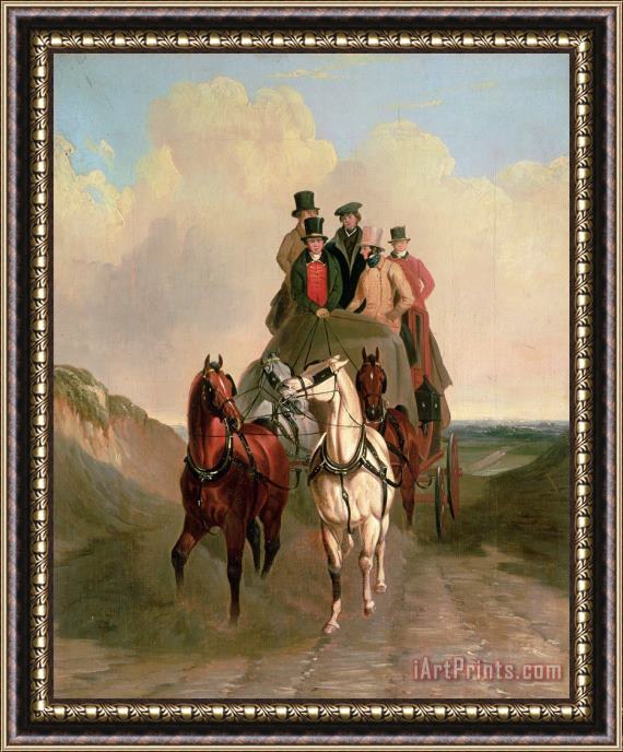 William Snr Shayer A Coach and Four on an Open Road Framed Print
