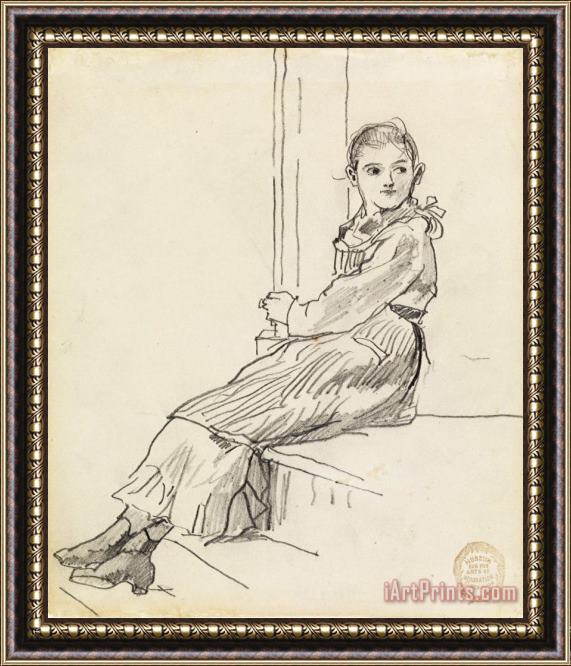 Winslow Homer Girl Seated on a Porch Step Framed Painting