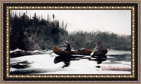 Winslow Homer Guides Shooting Rapids Framed Print