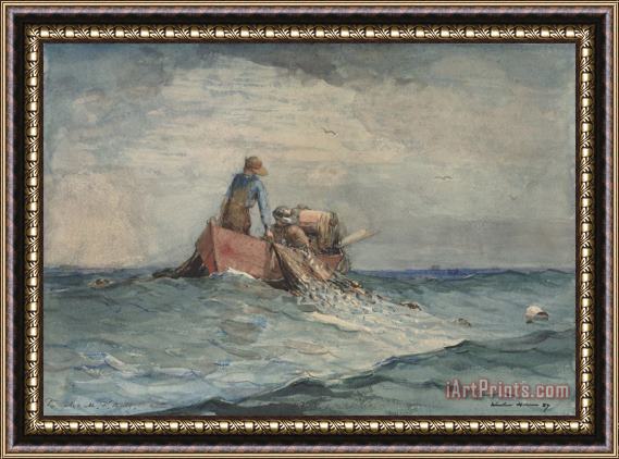 Winslow Homer Hauling in The Nets Framed Painting