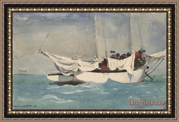 Winslow Homer Key West, Hauling Anchor Framed Painting