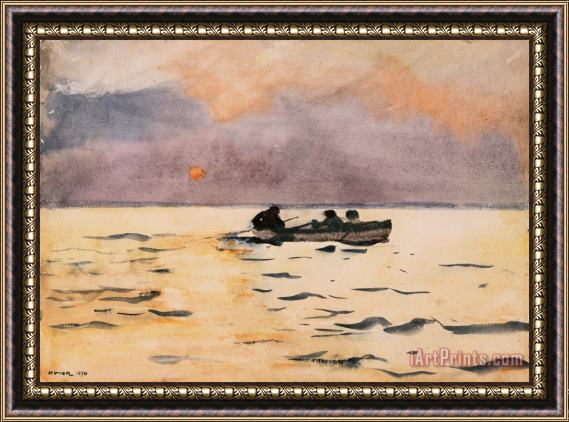Winslow Homer Rowing Home Framed Painting