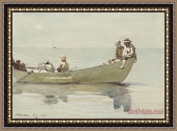 Winslow Homer Seven Boys in a Dory (detail) Framed Painting