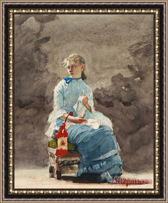 Winslow Homer Woman Sewing Framed Painting