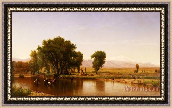 Worthington Whittredge Crossing The Ford, Platte River, Colorado Framed Painting