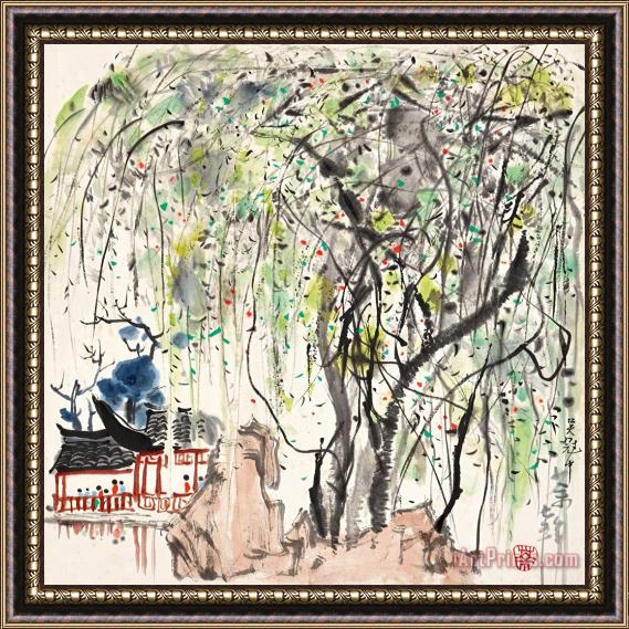 Wu Guanzhong A Garden in Suzhou 蘇州園林, 1975 Framed Painting