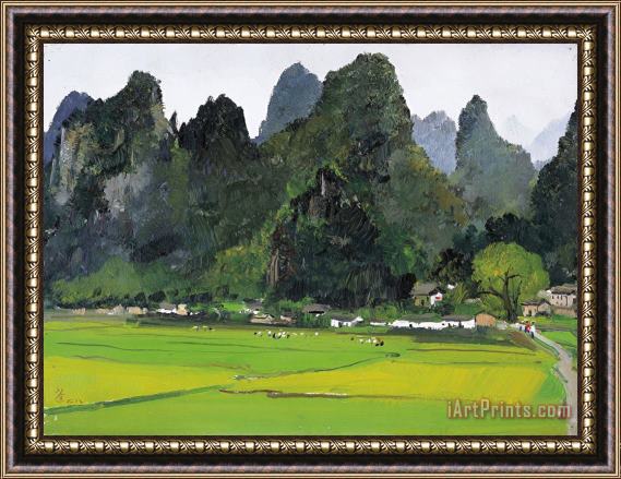 Wu Guanzhong A Village in Guilin, 1978 Framed Painting