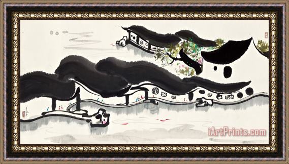 Wu Guanzhong Amusement of Fish Framed Print