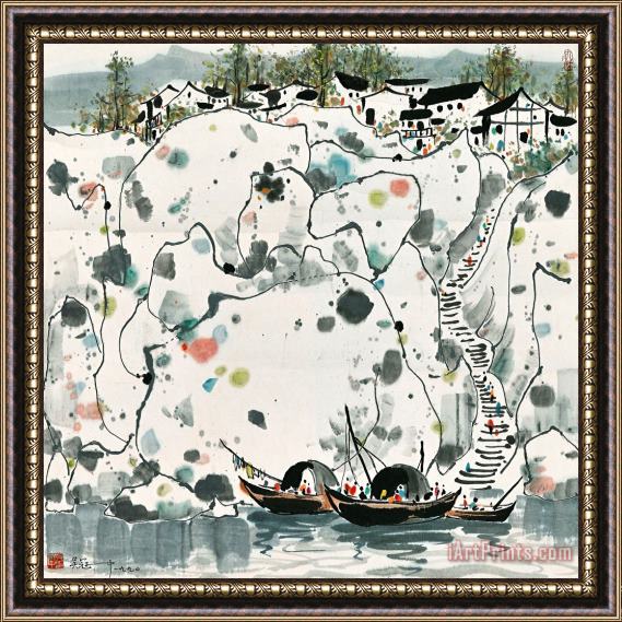 Wu Guanzhong By The Wu River Framed Painting