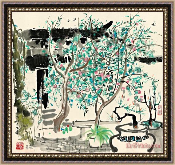 Wu Guanzhong Chinese Courtyard Framed Print