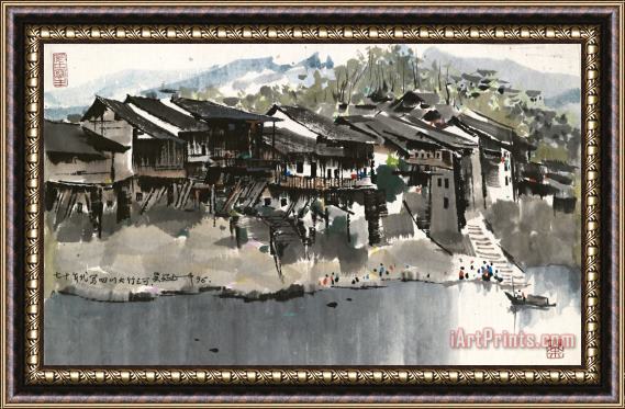Wu Guanzhong Da Zhu River, Sichuan, 1996 Framed Painting