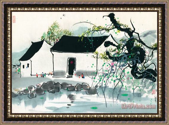 Wu Guanzhong Jiangnan Scenery, 1984 Framed Painting