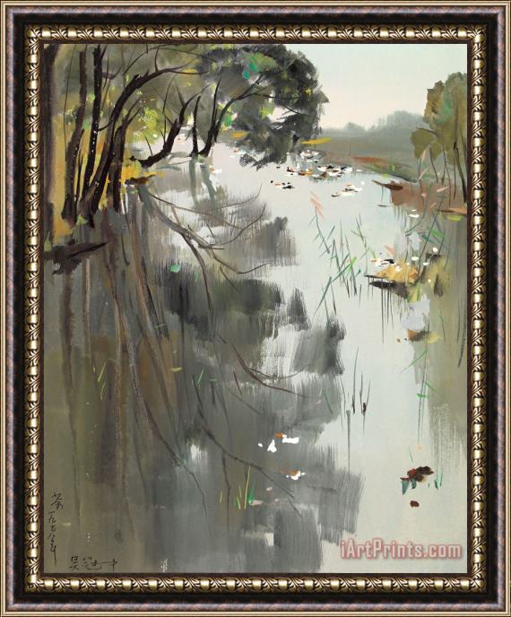 Wu Guanzhong Lake, 1978 Framed Painting
