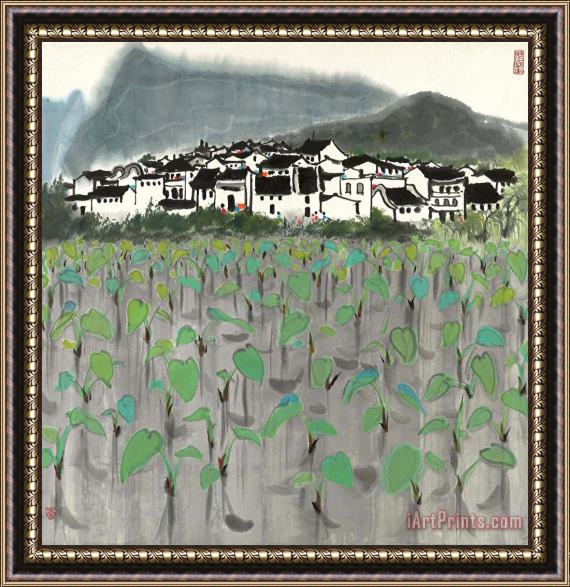 Wu Guanzhong Mountain Village Framed Print