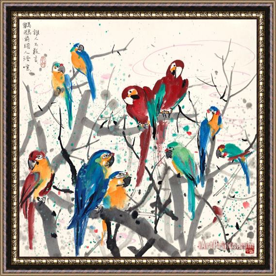 Wu Guanzhong Parrots Framed Print