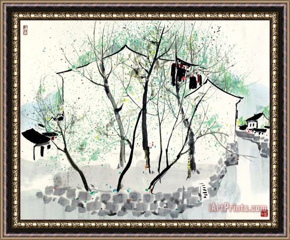 Wu Guanzhong River Town in Jiangnan Framed Print