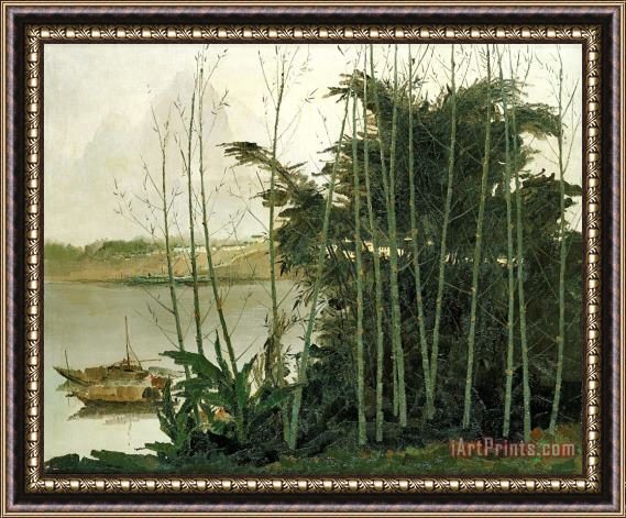 Wu Guanzhong Scenery of The Lijiang River, 1975 Framed Painting