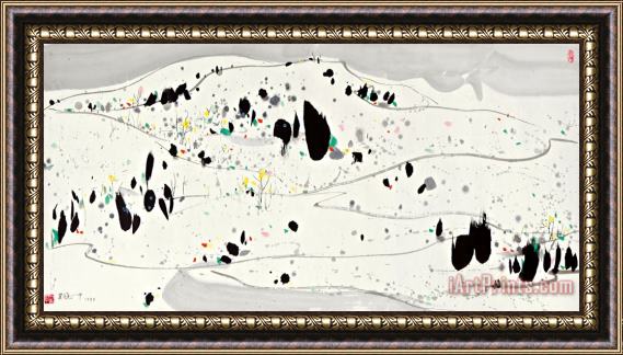 Wu Guanzhong Snow Mountain in Spring, 1990 Framed Painting