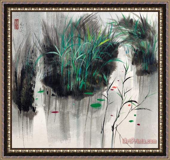 Wu Guanzhong Spring to The Reed Pond Framed Painting