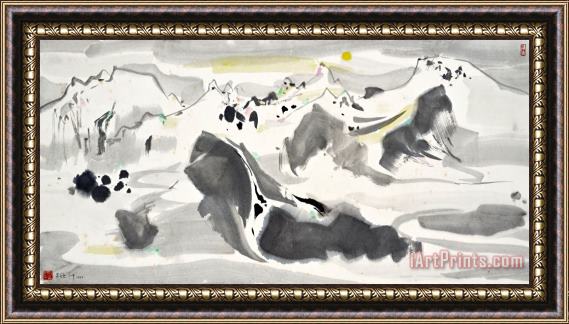 Wu Guanzhong The Yulong Mountains in The Moonlight Framed Painting