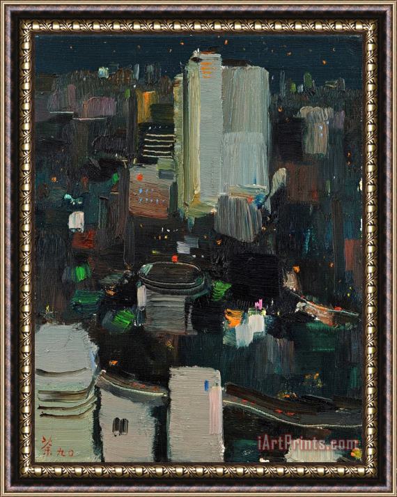 Wu Guanzhong Tokyo at Night, 1990 Framed Painting